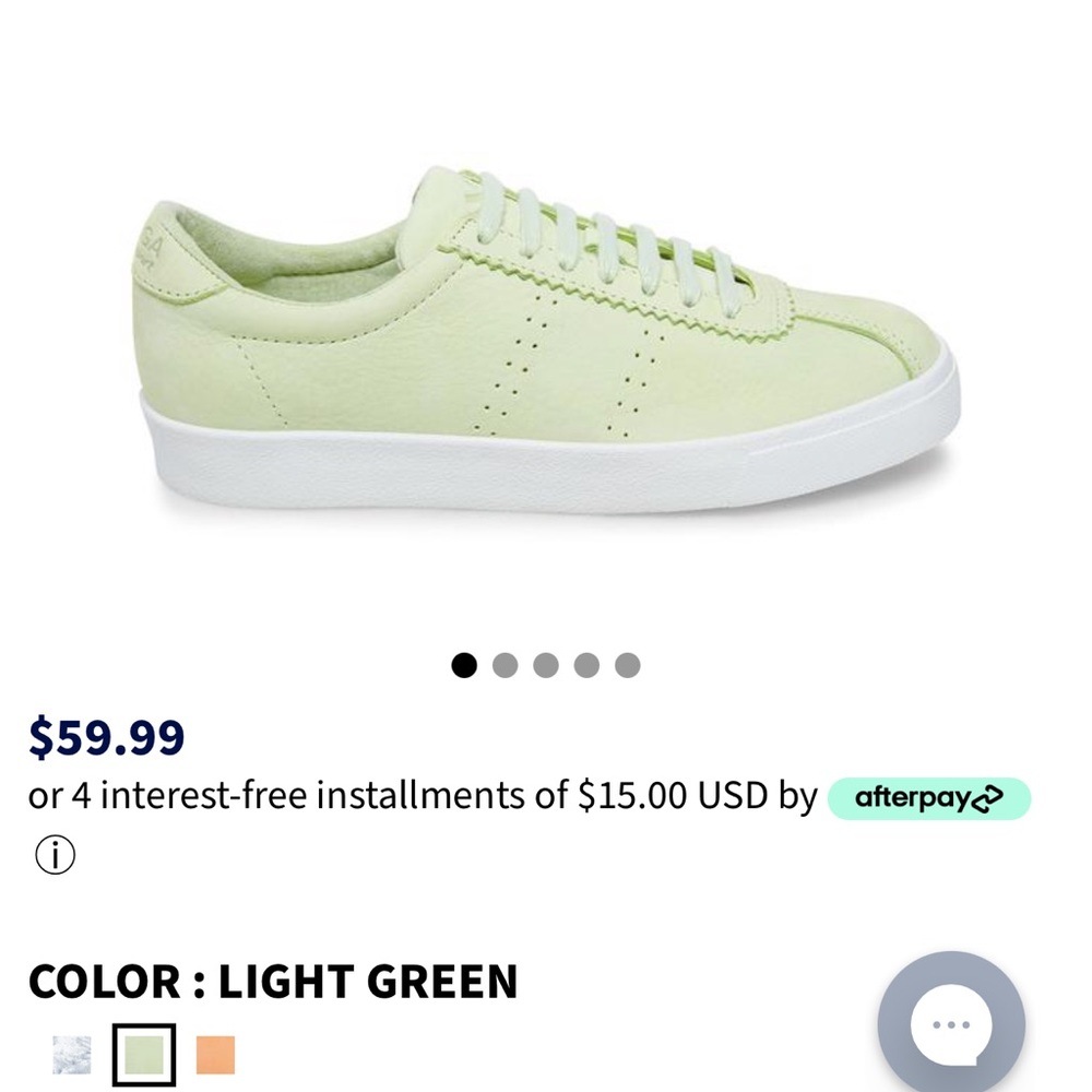 Superga Light Green Leather Low-Top Sneakers